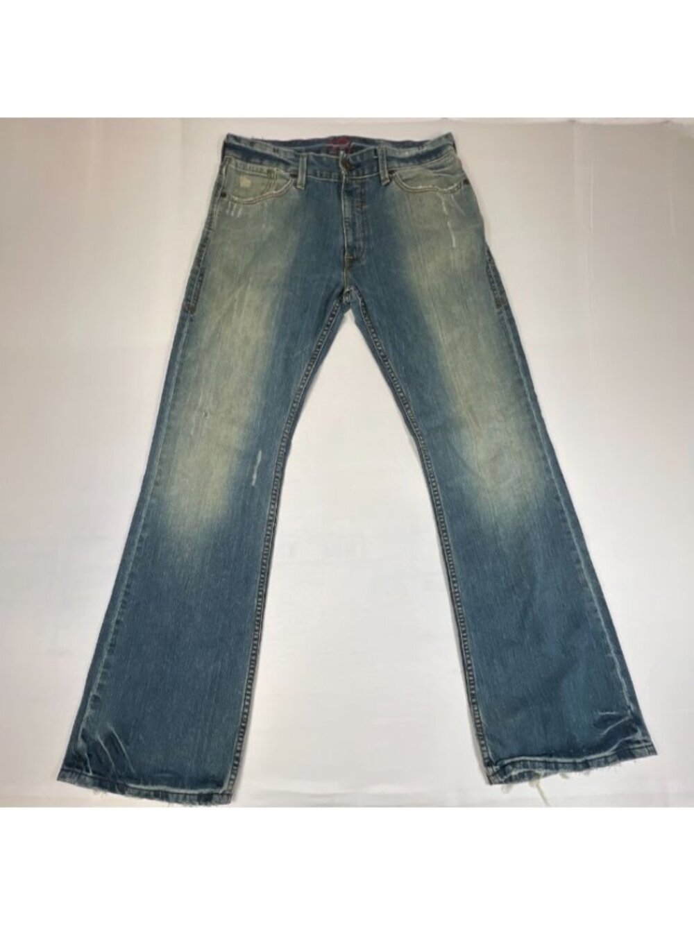 Levi's Red Men's Low Boot Jeans Size W34 L34 Distressed Faded Blue Denim Pants